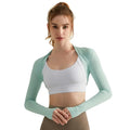 Women's Breathable Lightweight Long Sleeve Sports Cardigan Crop Top Yoga Workout Shirt