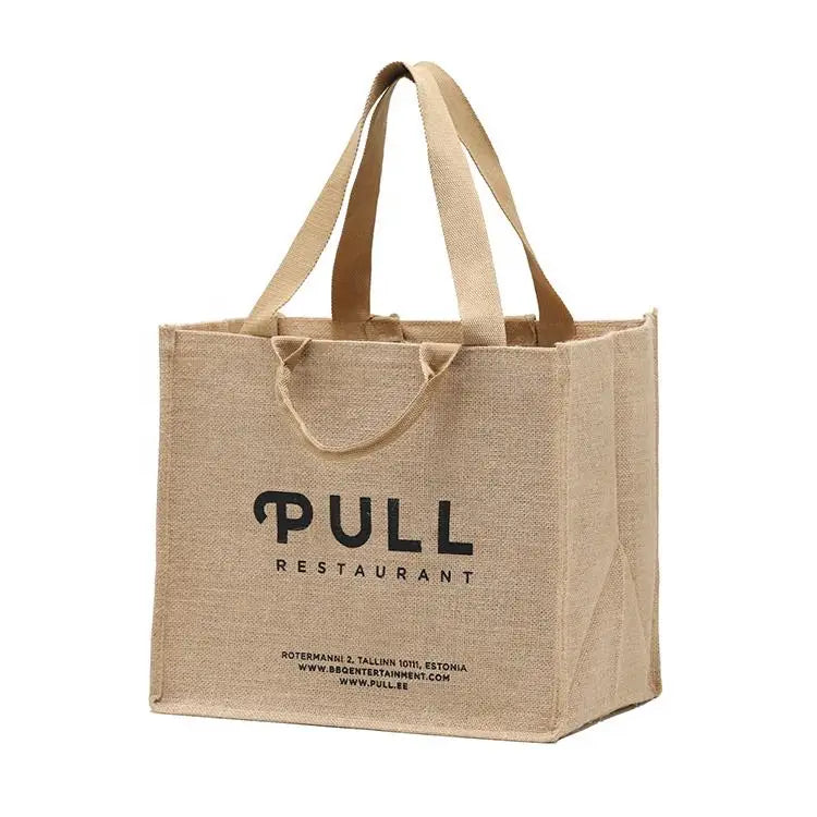 Promotion Custom Logo Shopping Hessian Bags Beach Handbags Jute Gunny Tote Bag Blank Burlap Bag