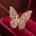 Personalized Bling Full Crystal Diamond Butterfly Rings Bling Cz Zirconia Butterfly Open Finger Rings for Women