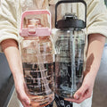 Custom BPA Free 2l Half Gallon Fitness Gym Sports Clear Plastic Motivational Water Bottle with Time Marker and Straw