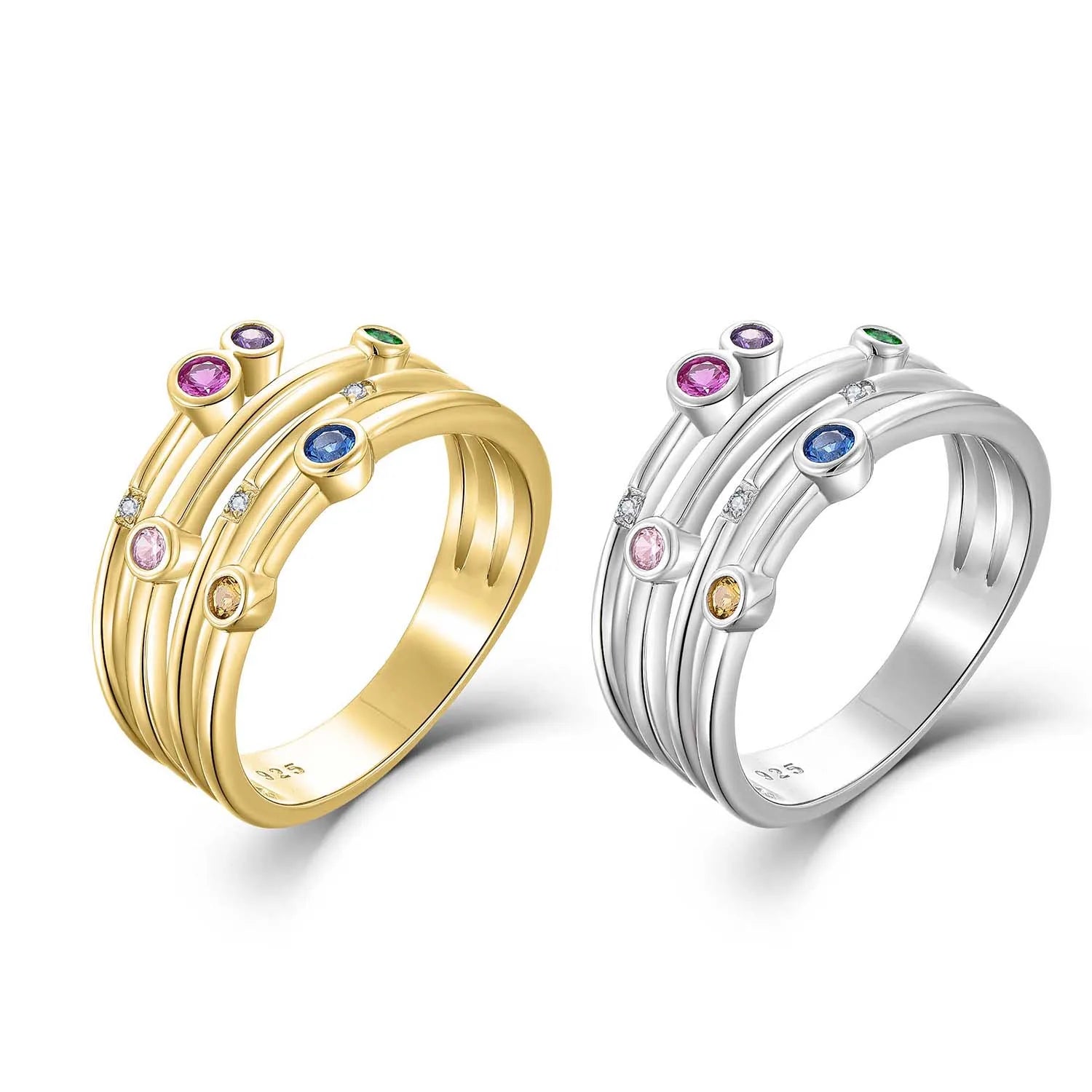 QX Custom Minimalist Luxury Fashion Fine Jewelry 18K Gold Plated 925 Silver Big Zircon Ring for Women Mother's Day Gift
