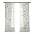Cute Gold White Sheer Curtain - Foil Gold Star and Moon Print Sheer Curtains for Kids Room Girls Bedroom