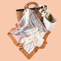 Versatile 90cm Square Winter Warm Silk Scarf New Style Ginkgo Leaf Printed Cotton Hemp Towel Bandannas Made of Polyester
