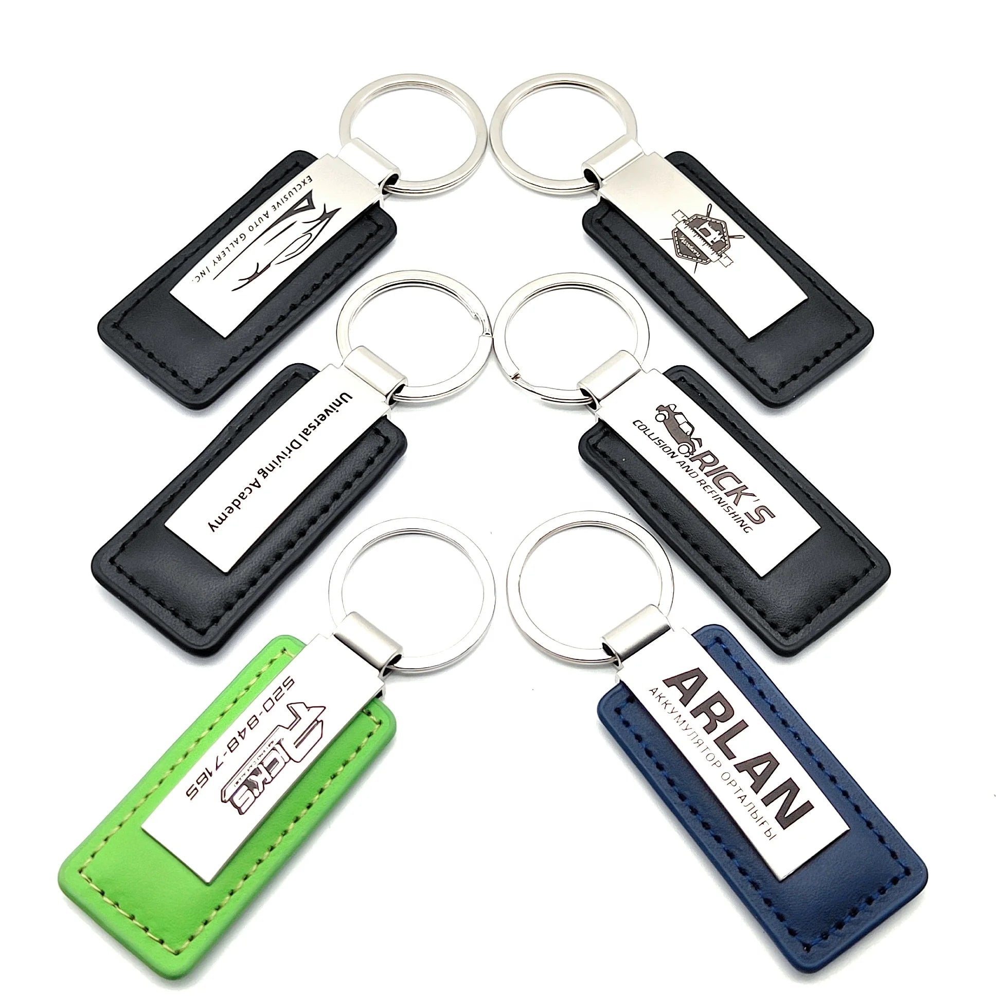 Custom Logo Metal Leather Keychain with Engraved Design Durable Multi-color Options Car Key Tag & Chain