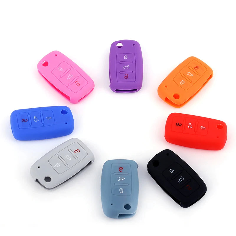 Creative Candy Color Men Women Simple Mini Car Silicone Car Key Case Remote Control Protective Cover