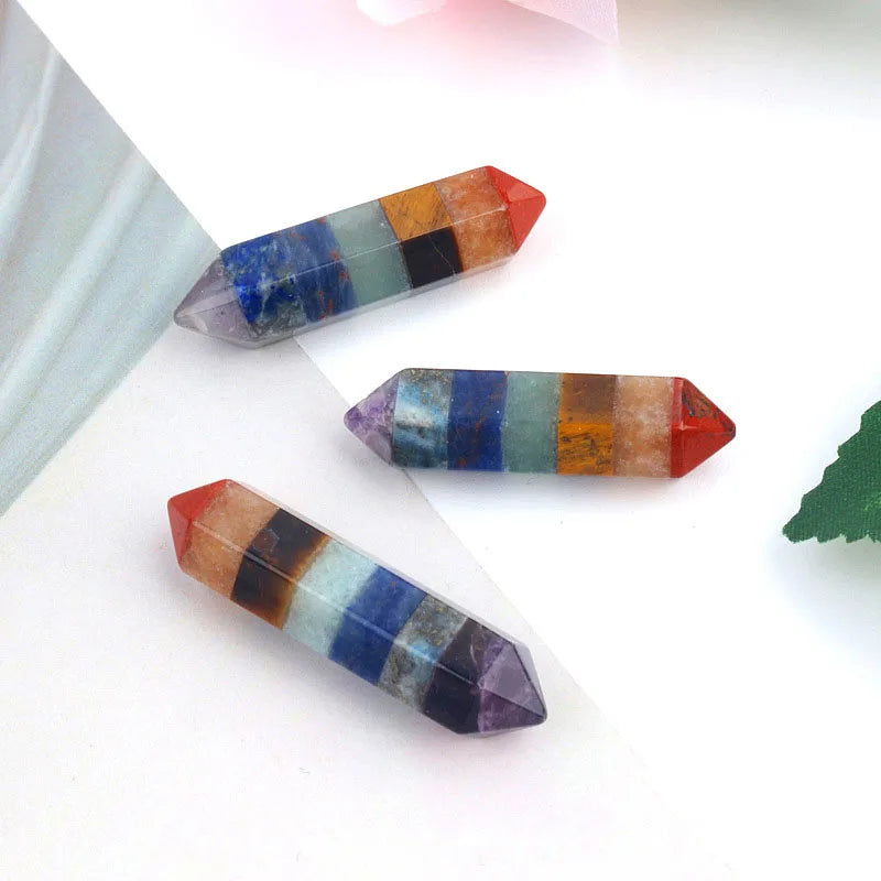 HY 7 Chakra Bonded Tower Wholesale Gemstone Tower Natural Chakra Stone Tower Wholesale Gemstone Obelisk