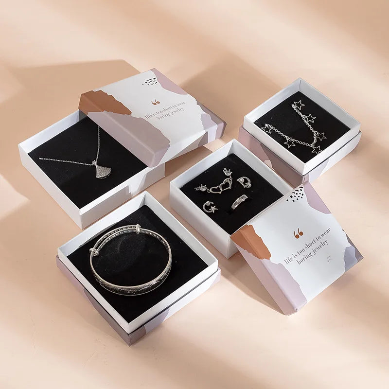 Fashion Printed Two - Piece Jewelry Box - Luxury Paper Jewelry Packaging for Necklace Ring & Jewelry Gift