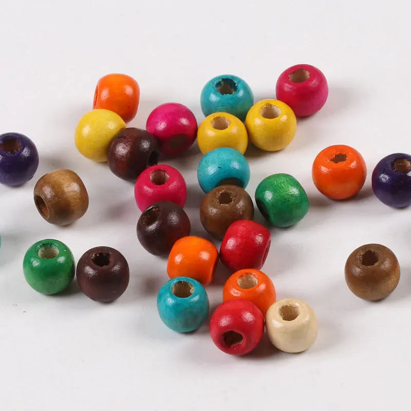 Wholesale 6mm Round Colored Wooden Beads Loose Beads DIY Jewelry Making Accessories Children's Beading Materials