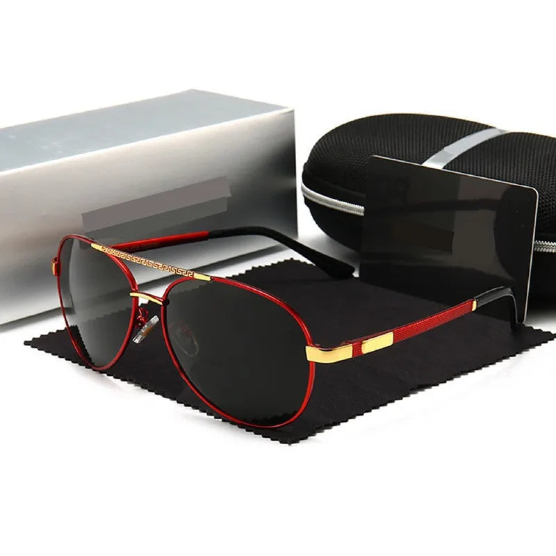 New Fashion Two-Color Plating Sunglasses Polarized UV400 TAC Lenses Metal Frame for Fishing and Driving