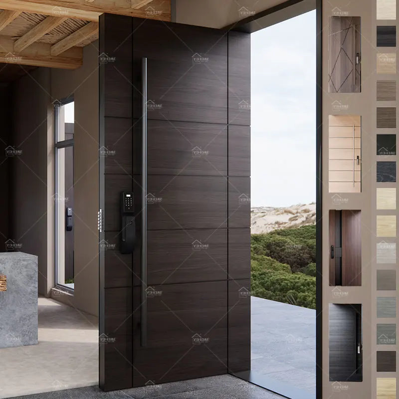 American Luxury Hotel Villa Walnut Wood Outside Entry Pivot Doors Modern Security Big House Wooden Exterior Front Door