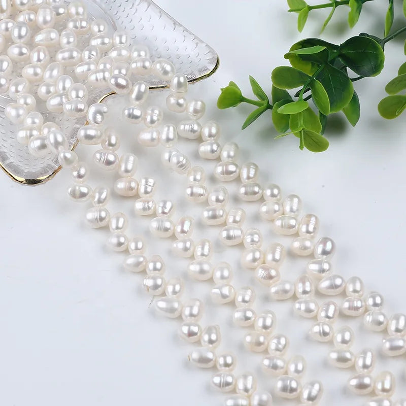 8-9mm Natural White Color Rice Shape Freshwater Pearls Bead String Strand for Women Jewelry Making