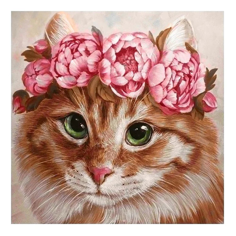 Diamond Painting 5D DIY Animals Cat Dog Fox Flower Wreath Cross Stitch Full 3F2250