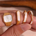 Stainless Steel Jewelry 18K Gold Plated Statement Jewelry Women Shell Watch Bell Rings for Women