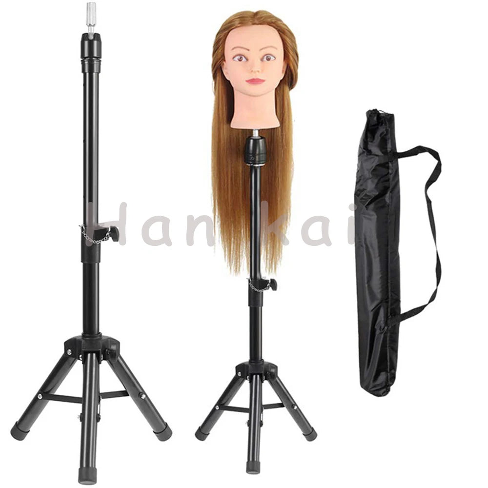 Wholesale Canvas Head Holder Wig Stand Black Color Mannequin Head Tripod for Making Wigs