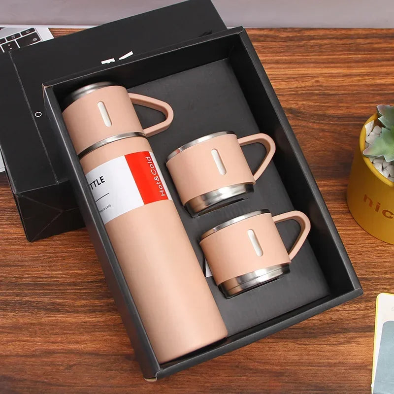 Stainless Steel Thermos Cup Large Capacity Vacuum Flask Coffee Tea Milk Travel Water Bottle Insulated Thermos Handbag Gift Box