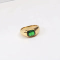 Jewelry Manufacturer Bold Stainless Steel Green Emerald Gemstone Ring for Women