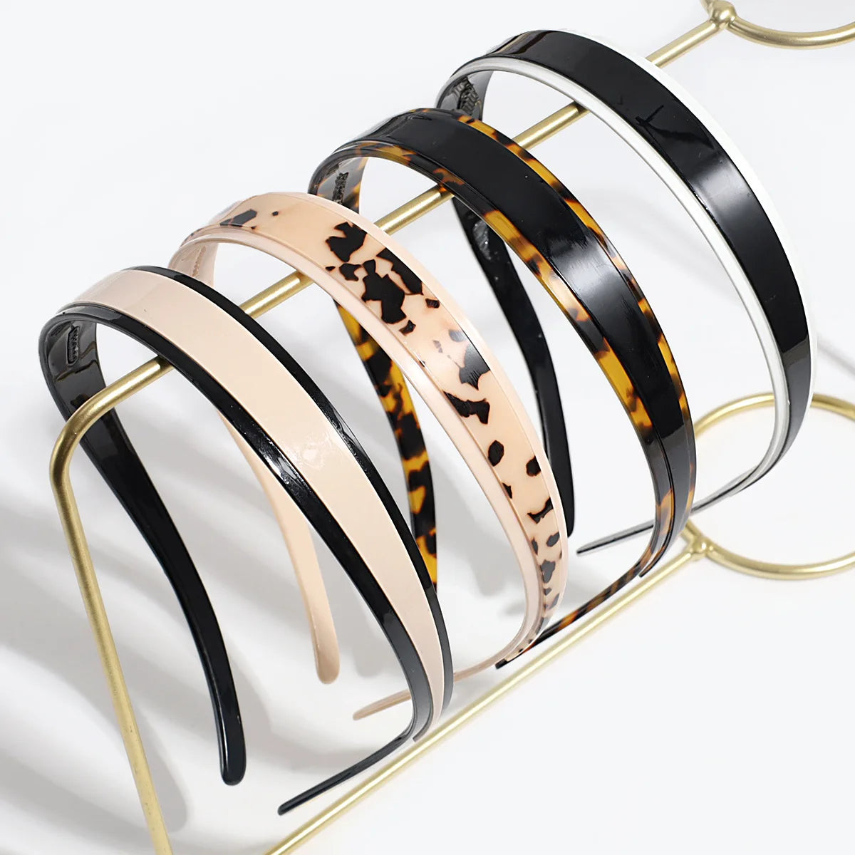 New Fashion Elegant Simple Literary Personality Splicing Leopard Print Plastic European-American Style Non- Teeth Headband