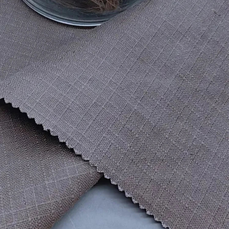 21007 55% Hemp 24% Recycle Polyester 21% Organic Cotton Dyed Canvas Hemp Fabric for Boys Dress Garment Factory Wholesale