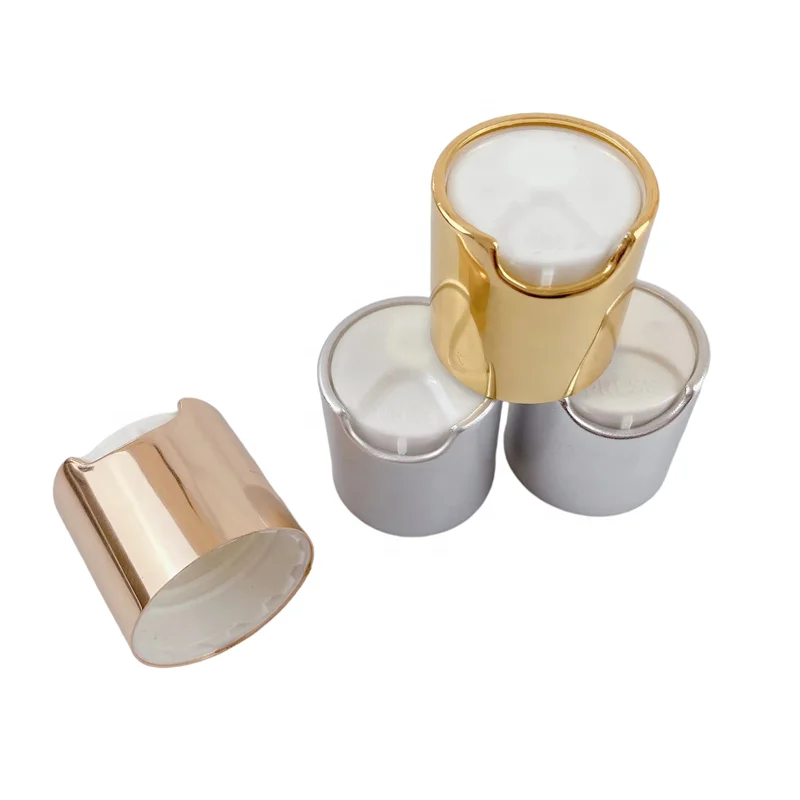 White Silver Aluminium Plastic PP Screw Cap Press Disc Top Cap for Bottle Liquid 24/410 Silver Shots Plastic Disc Cover Lid