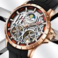 Stars Series Fully Automatic Men's Mechanical Watch Sapphire Case Silicone Fashionable Hollow Design Waterproof Business Watch