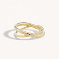 LOZRUNVE Solid 925 Silver Delicate Stackable Gold Vermeil Overcross Ring for Women