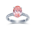 MSR-1437 Customized Jewelry 14K White Gold Oval Shape 2.48ct VVS2 pink Lab Grown Diamond Ring