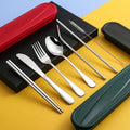 Eco Friendly Travel Stainless Steel Straw Fork Spoon Set Reusable Portable Personal Cutlery Set with Case