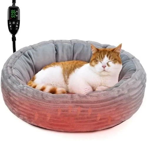 Solid Indoor Use Washable Calming Donut Pet Bed Heating Pad Electric Cat Heated Bed for Small Pets Winter Pet Warming Bed for