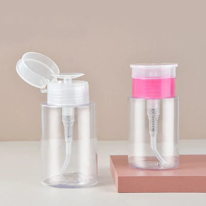 PETG Plastic Push-Down Makeup Remover Dispenser 100ML 150ML 200ML Empty Bottle with Screen Printing Surface for Makeup Remover