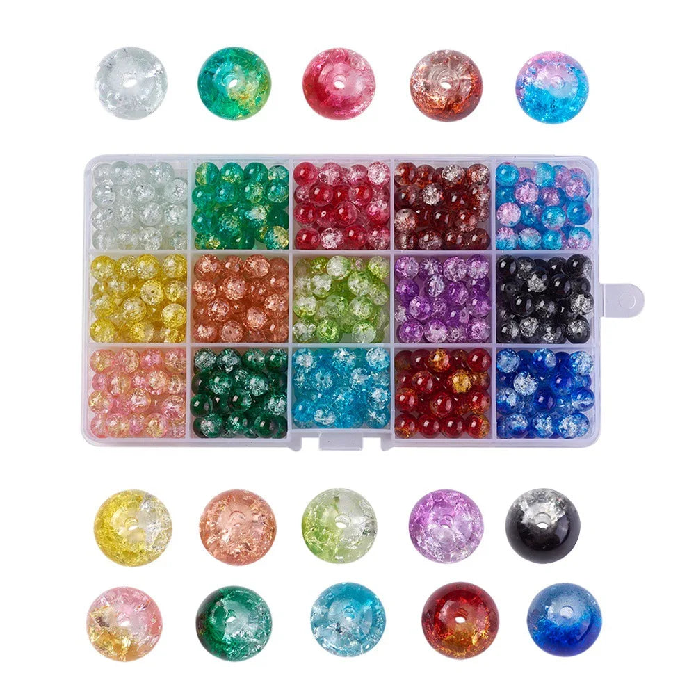 450pcs /Wholesale 8mm Beautiful Crackle Glass Handmade Fruit Glass Beads for Jewelry Bracelet Making