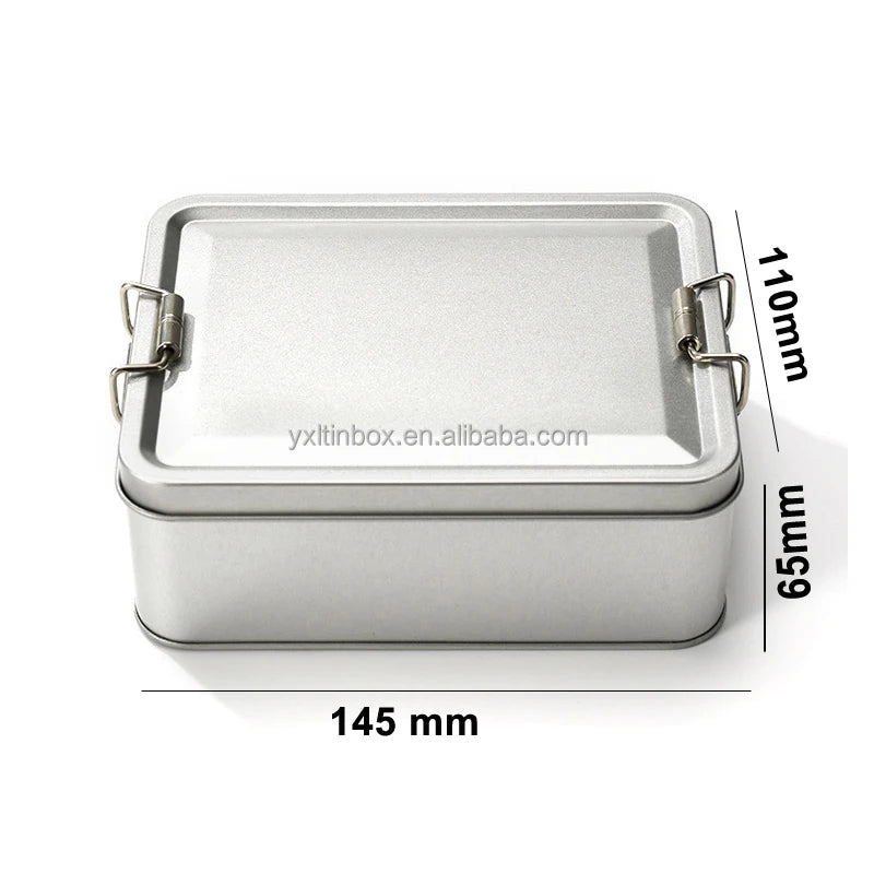145*110*65mm Recyclable Tinplate Metal Box Food Grade for Chocolate Decorative Cookies Airtight Sealed Rectangular Lock Buckle