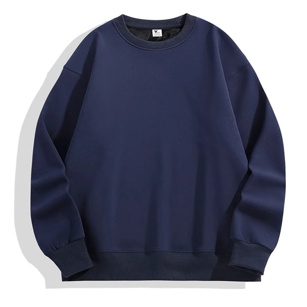 65%Cotton 35%Polyester Blank Thick Fleece Heavy Weight Oversized Custom Print Logo Men's Winter Sweatshirts for Street Wear