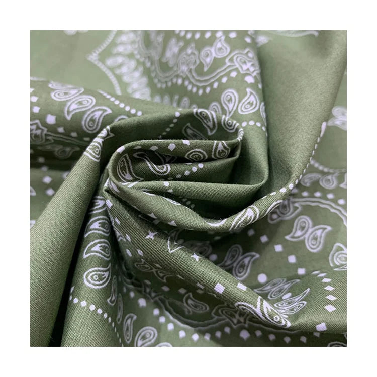 100% Cotton Bohemian Cashew Flower Amoeba Printed Knitted Imitation Silk Fabric for Spring and Summer Shirt Dresses