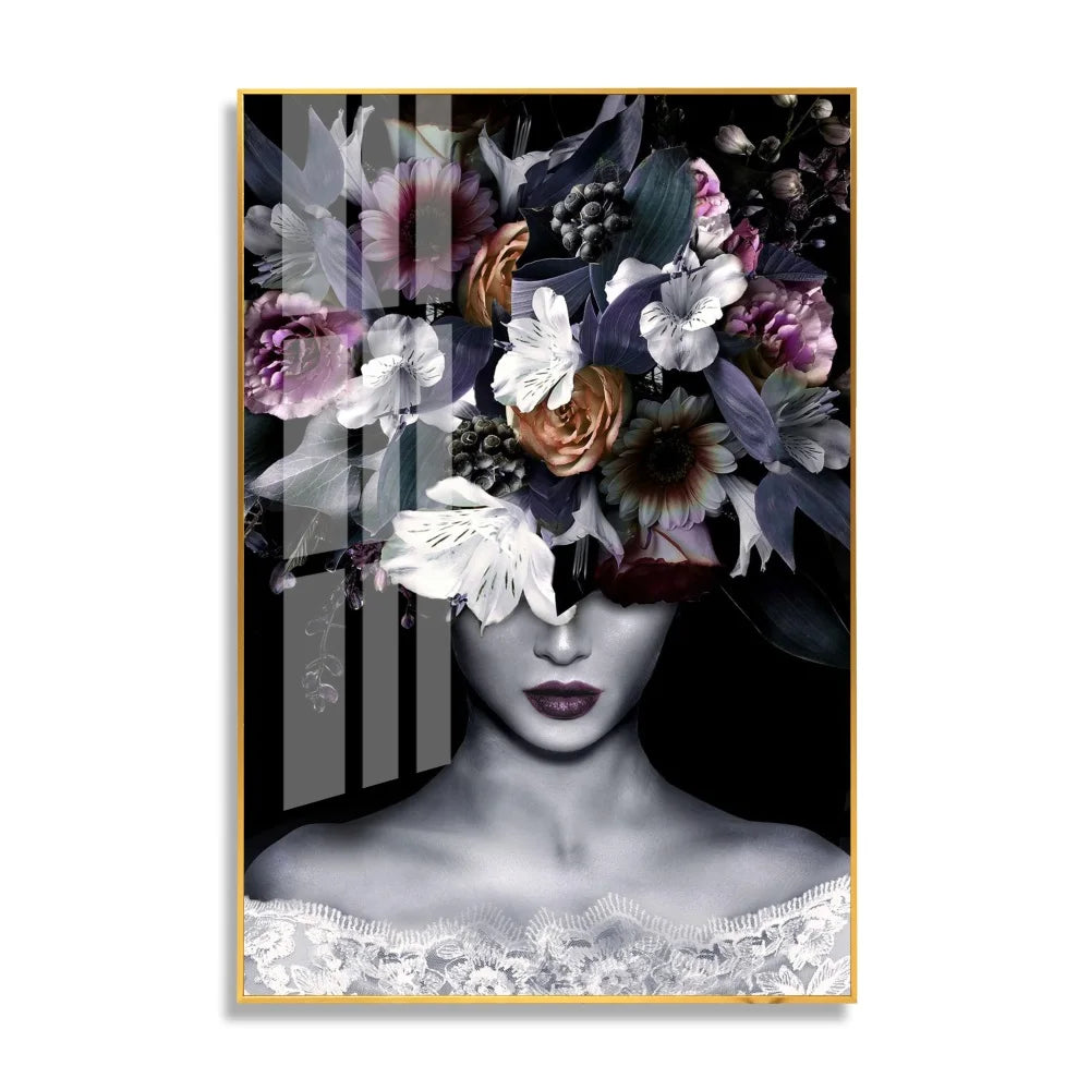 Custom Modern Fashion Women Print Wall Art for Living Room Wall Modern Tempered Glass Crystal Porcelain Paintings