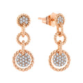 QX CUSTOM OEM Zircon Fine Jewelry Luxury 925 Sterling Silver 18K Rose Gold Plated Circle Drop Stud Earring for Women