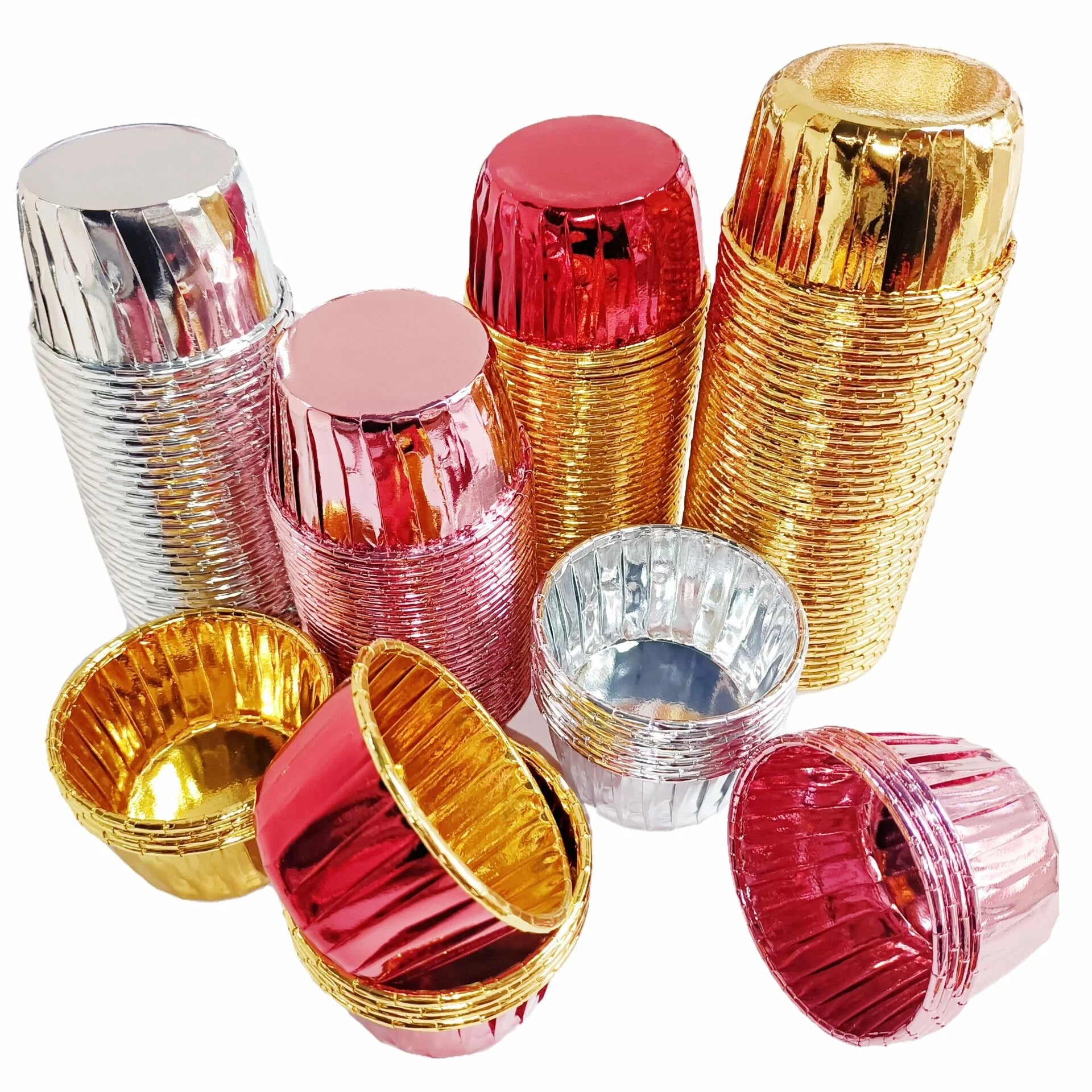 Wholesale Roll Mouth Cups Baking Cake Cups Disposable PE Coated Grease Proof Moulds 50 Pieces for Party Decorations