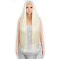 Middle Part Lace Front Wig Long Silky Straight HD Transparent Swiss Ash Blonde Ombre T Part Premium Synthetic Lace Wigs
