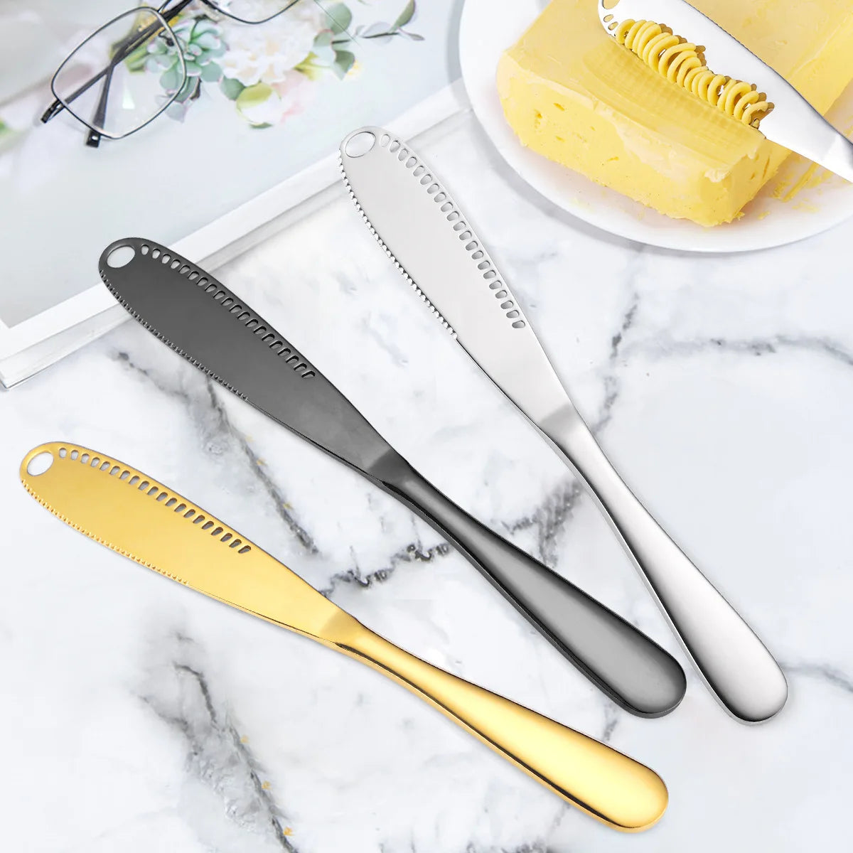 Hot Selling Multifunctional 3 In1 Cheese Knife Spreader Stainless Steel Butter Knife for Baking Tools