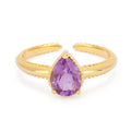 Sterling Silver Rings with Gestones for Woman Jewelry Prong Setting Amethyst Adjustable Pear Shape Checkerboard Rings