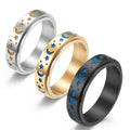 SC New Design Luminous Spinner Fidget Rings Men Stainless Steel Stress Rings Rotatable Glow Star Moon Anxiety Killer Ring Women
