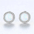 Fashion 925 Sterling Silver Gold Plated Natural Opal Earrings Studs for Women Girls