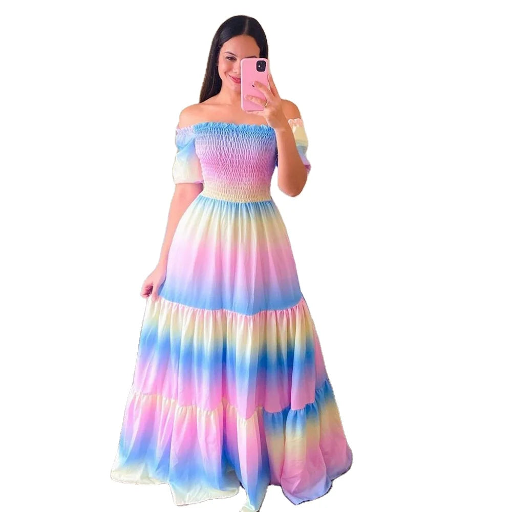 Women's Long Summer One Shoulder Floral Sleeveless Dresses Women's Casual Dresses Women's Maxi Dresses
