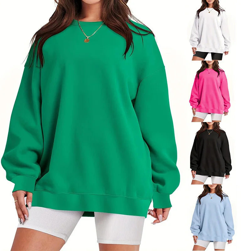 S-2XL European and American Women's Long Sleeve Round Neck Sweatshirt Women's Oversized Loose Fitting Y2k Sweater