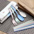 Portable Wheat Straw CutlerySpoon Knife Fork Tableware Set for Kids Adult Travel Picnic Camping