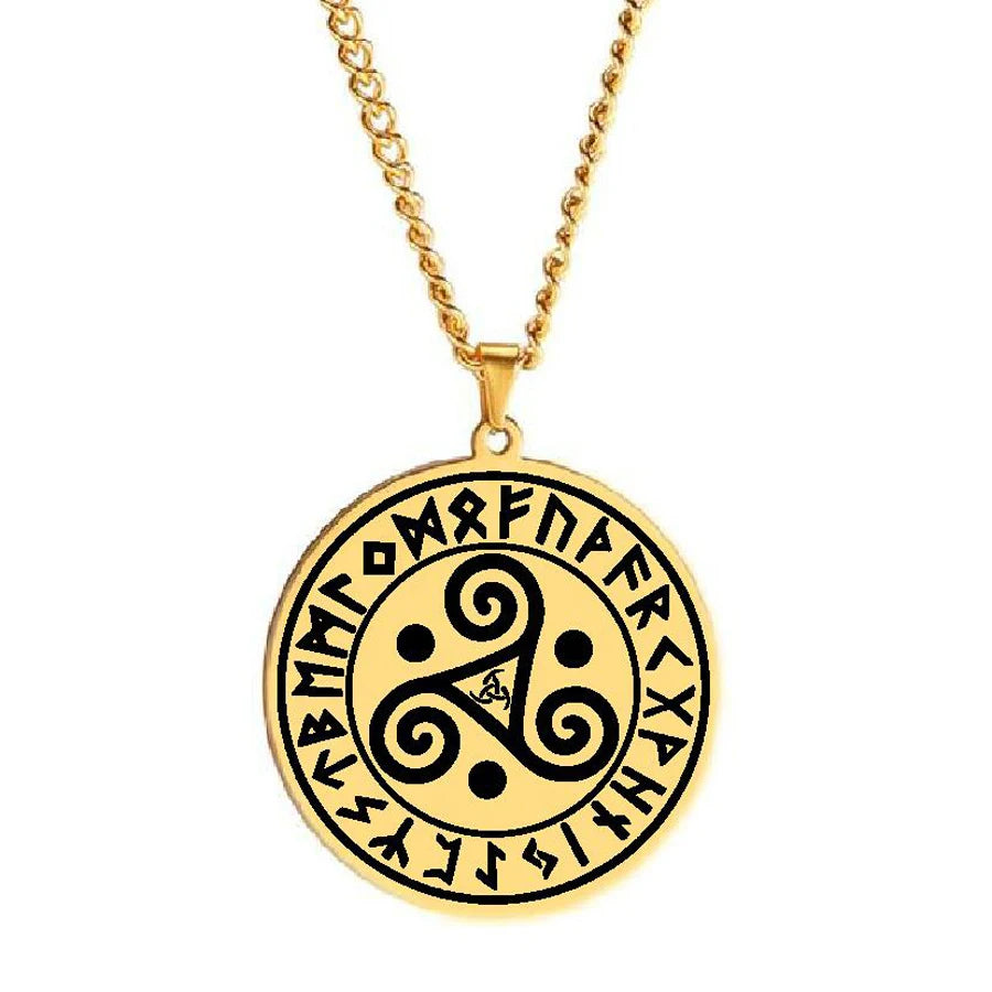 Wicca Necklace Men Triskele Triple Spiral Symbol Occult Pagan Talisman Amulet Stainless Steel Witchcraft Jewelry