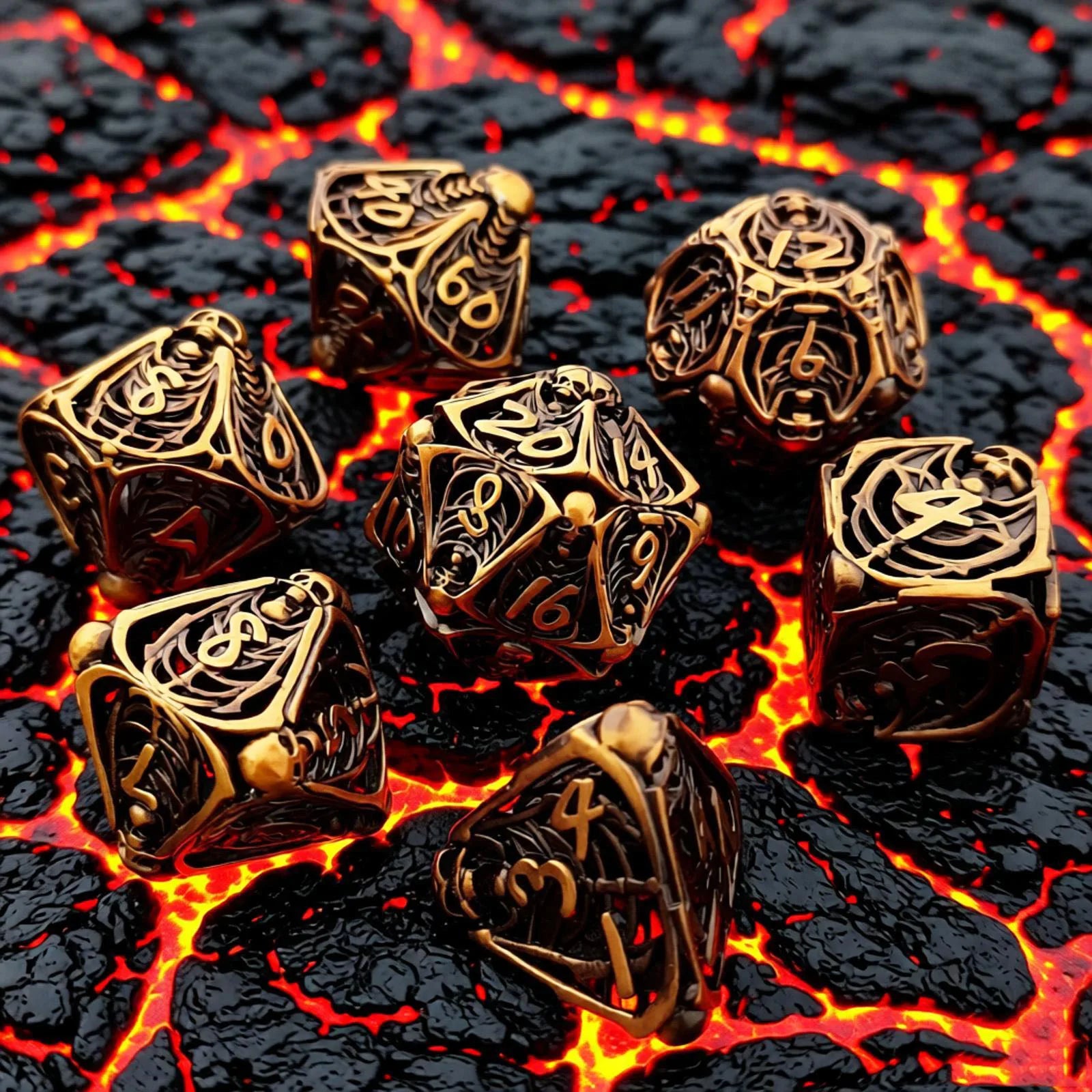 Metal DND Multi-Faced Skeleton Dice RPG Role-Playing Game Dice COC Metal Skeleton Hollow Dice