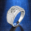 Real D Color 925 Sterling Silver Men's Ring 18K Gold Plated 1CT Iced Out Moissanite Certified Gra Elegant Iced Out Look for Men