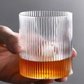 Olive Contemporary Vertical Striped Glass Coffee Mugs Disposable & Portable Dishwasher & Microwave Safe Bulk Set
