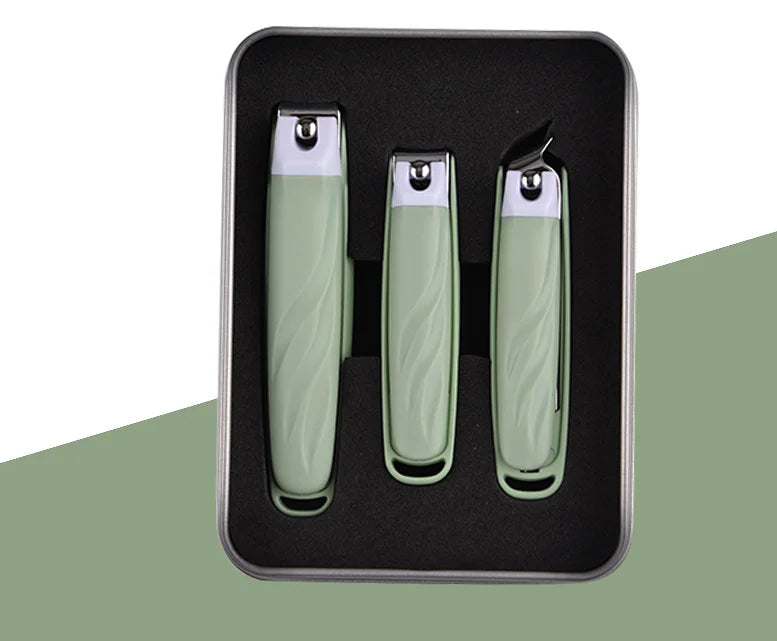 Wholesale 3PCS Anti-Splash Stainless Steel Nail Clipper Set Personal Nail Care Kit in Metal Box for Finger Use