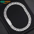 Dropshipping Rapper's Jewelry 18mm Pass Diamond Tester VVS Moissanite Silver Hand Set Shell Iced Out Cuban Link Chain Necklace